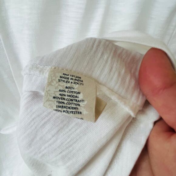 Soft Surroundings Brand New Archipelago Embroidered White red T Shirt - Picture 8 of 12